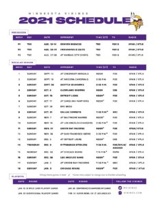 Minnesota Vikings Schedule 2022 2021 Minnesota Vikings Schedule - Minnesota News Network